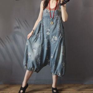 Square Neck Plus Size Printed Overalls Vintage Balloon 90s Overalls Outfit