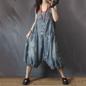 Square Neck Plus Size Printed Overalls Vintage Balloon 90s Overalls Outfit