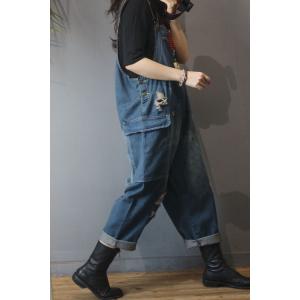 Korean Fashion Plus Size Ripped Dungarees 90s Overalls for Woman