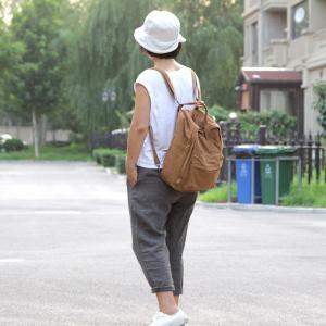 Solid Color Womans Versatile Canvas Backpacks