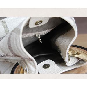 French Style Big Checks Bucket Bag Vintage Cotton Linen Handbag