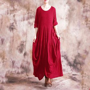 Comfy Style Asymmetrical Red Dress Beautiful Drapes Casual Maxi Dress