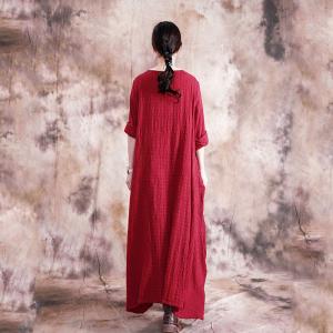 Comfy Style Asymmetrical Red Dress Beautiful Drapes Casual Maxi Dress