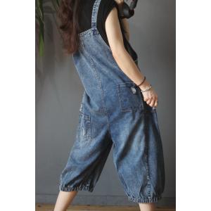 Patch Pockets Vintage Denim Dungarees Womans Baggy Overalls
