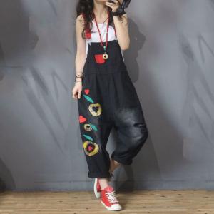 Cartoon Patchwork Ripped Overalls Fashion Cotton Korean Dungarees