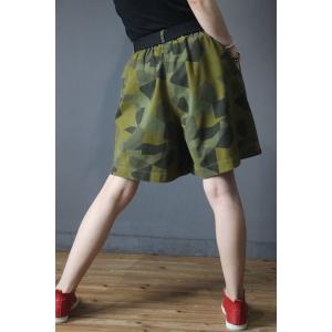 Korean Style Camouflage Shorts Cotton Wide Leg Pants