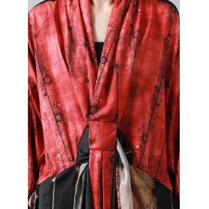 Creative Printed Designer Maxi Dress Silk Blend Red Dress