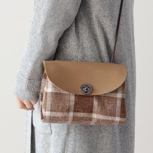 Korean Style Big Checks Flap Bag Cotton Linen Vintage Messenger Bag