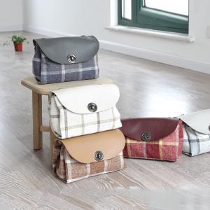 Korean Style Big Checks Flap Bag Cotton Linen Vintage Messenger Bag