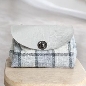 Korean Style Big Checks Flap Bag Cotton Linen Vintage Messenger Bag