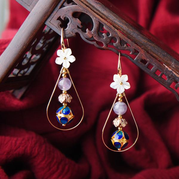 Flowers Elegant Designer Earrings Chinese Ethnic Earrings