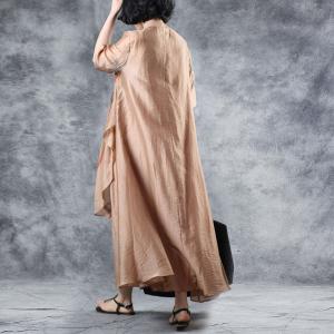 Layering Belted Flouncing Dress Vintage Loose Resort Wear