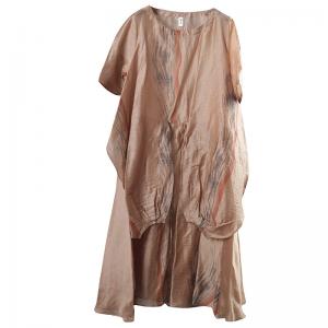 Layering Belted Flouncing Dress Vintage Loose Resort Wear