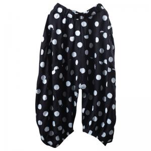 Comfy Style Cotton Polka Dot Trousers Elastic Thai Pants for Woman