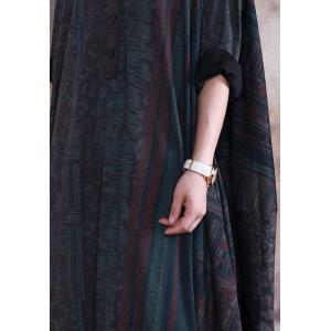 Over50 Style Plus Size Abaya Dress Black Fall Balloon Dress