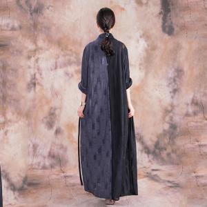 Fall Fashion Cotton Linen Checkered Caftan Designer Plus Size Maxi Dress