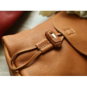 Solid Color Genuine Leather Shoulder Bag Vintage Cellphone Pouch