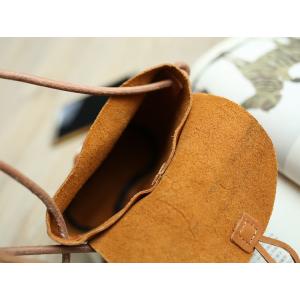 Solid Color Genuine Leather Shoulder Bag Vintage Cellphone Pouch