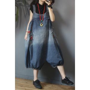 Plus Size Ripped Balloon Overalls Red Holes Maternity Clothing
