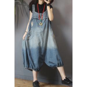 White Holes Large Jean Overalls Womans Korean Balloon Trousers