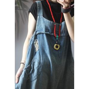 White Holes Large Jean Overalls Womans Korean Balloon Trousers