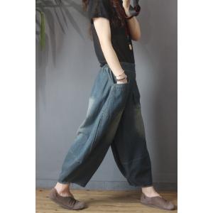 Color Fading  Balloon Jeans Front Pockets Curvy Women Jeans