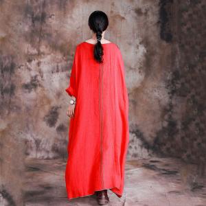 Casual Style Plus Size Maxi Dress Elegant Striped Linen Caftan