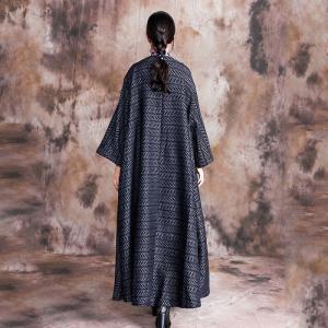 High-Quality Plus Size Woolen Overcoat Womans Black Tweed Coat