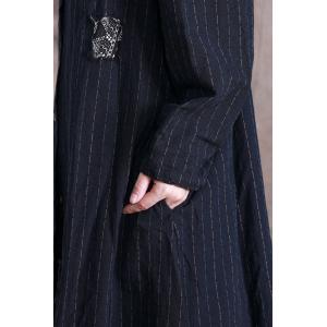 Front Pockets Striped Shirt Dress Cotton Linen Elegant Cardigan