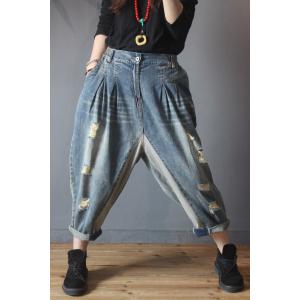 High-Waisted Baggy Ripped Jeans Korean 90s Mom Jeans