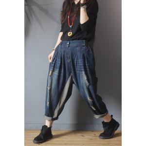 High-Waisted Baggy Ripped Jeans Korean 90s Mom Jeans