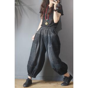Color Fading  Baggy Balloon Pants Plus Size Denim Bloomers