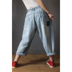 Street Style Red Patchwork Dad Jeans Empire Waist Baggy Jeans