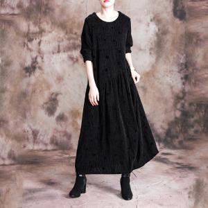 Solid Color Long Sleeve Winter Dress Loose Velvet Dress