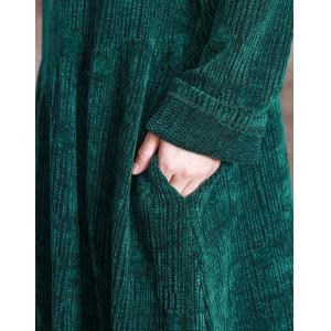 Solid Color Long Sleeve Winter Dress Loose Velvet Dress