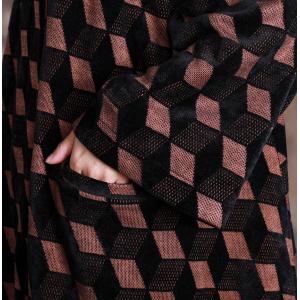 Long Sleeve Plus Size Geometric Dress Long Hooded Dress