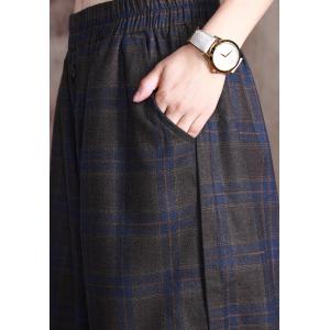 OL Style Gingham Pants Wide Leg Trousers for Woman