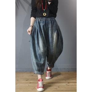 Korean Style Womans Baggy Jeans Fluffy Mom Jeans