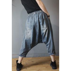 Vintage Rose Embroidered Jeans Fashion Denim Harem Pants