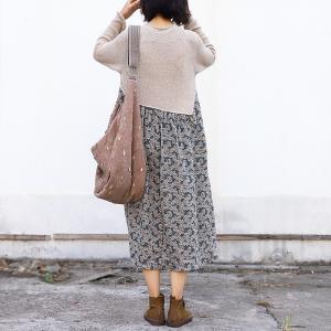 Beautiful Long Sleeve Floral Dress Plus Size Knitted Dress