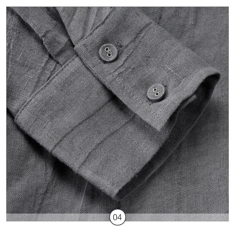 Long Sleeve Linen Oversized Shirt Korean Gray Blouse in Gray One Size ...