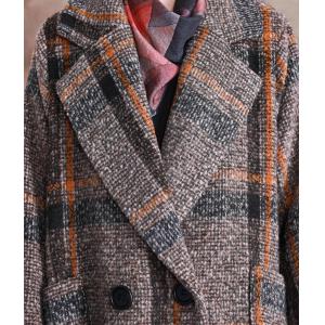 Big Checkers Tailored Collar Coat Womans Knee Length Coat