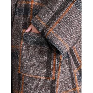 Big Checkers Tailored Collar Coat Womans Knee Length Coat