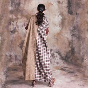 Pattern Patchwork Plus Size Maxi Dress Cotton Blended Paisley Dress