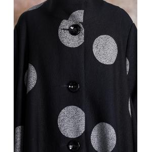 Asymmetrical Polka Dot Coat Black Elegant Long Cape Coat