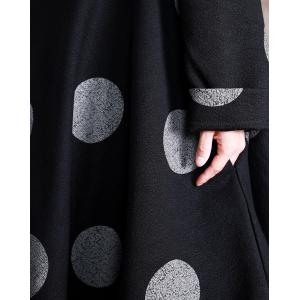 Asymmetrical Polka Dot Coat Black Elegant Long Cape Coat