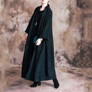 Large Size Striped Coat Womans Wool Winter Coat