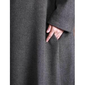 Solid Color Stand Collar Elegant Overcoat Woolen Long Tweed Coat