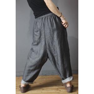 Colored Patchwork Cotton Linen Pants Loose Comfy Harem Trousers for Women