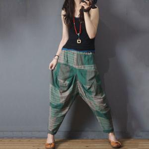 British Style Checkered Radish Pants Cotton Linen Korean Pleated Pants
